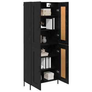 Highboard 2er Set Schwarz Eichenoptik