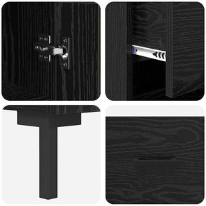 Highboard Schwarz Eichenoptik, 180 cm hoch