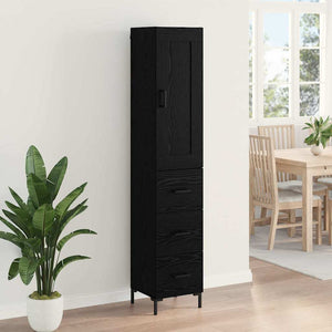 Highboard Schwarz Eichenoptik, 180 cm hoch