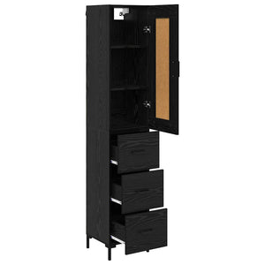 Highboard Schwarz Eichenoptik, 180 cm hoch