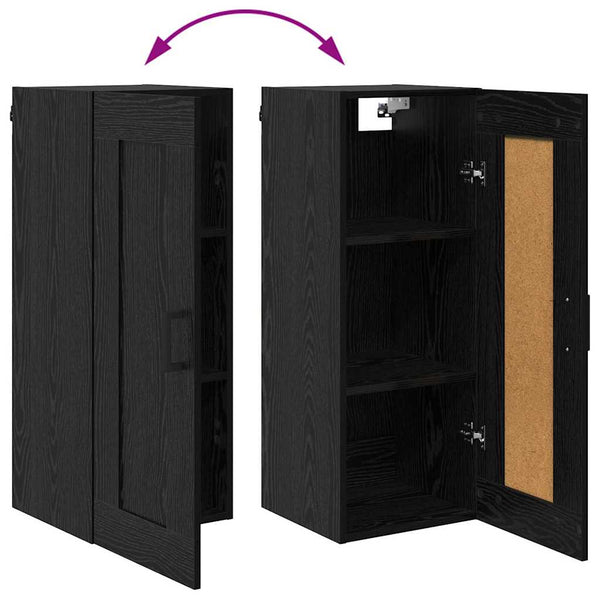 Highboard Schwarz Eichenoptik, 180 cm hoch