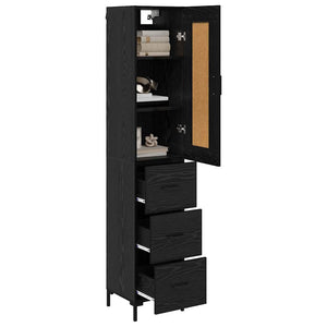 Highboard Schwarz Eichenoptik, 180 cm hoch