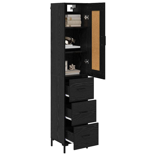 Highboard Schwarz Eichenoptik, 180 cm hoch