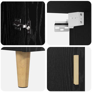 Highboard Schwarz Eichenoptik 180 cm