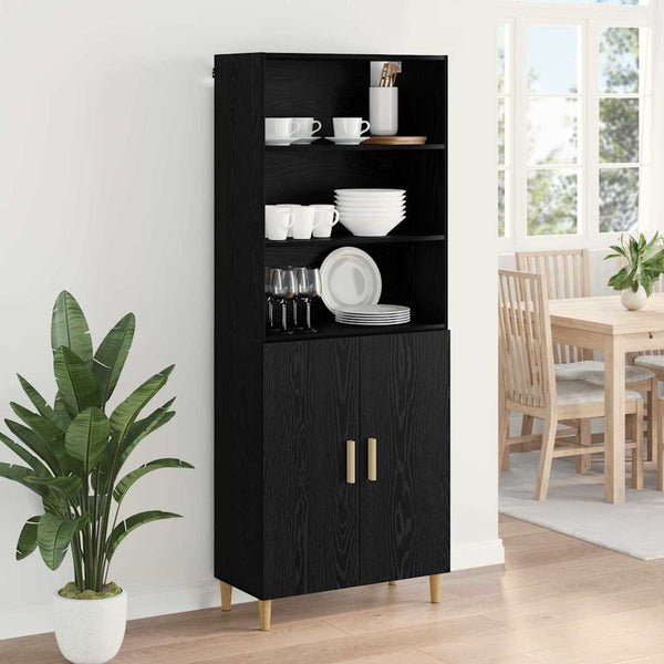 Highboard Schwarz Eichenoptik 180 cm
