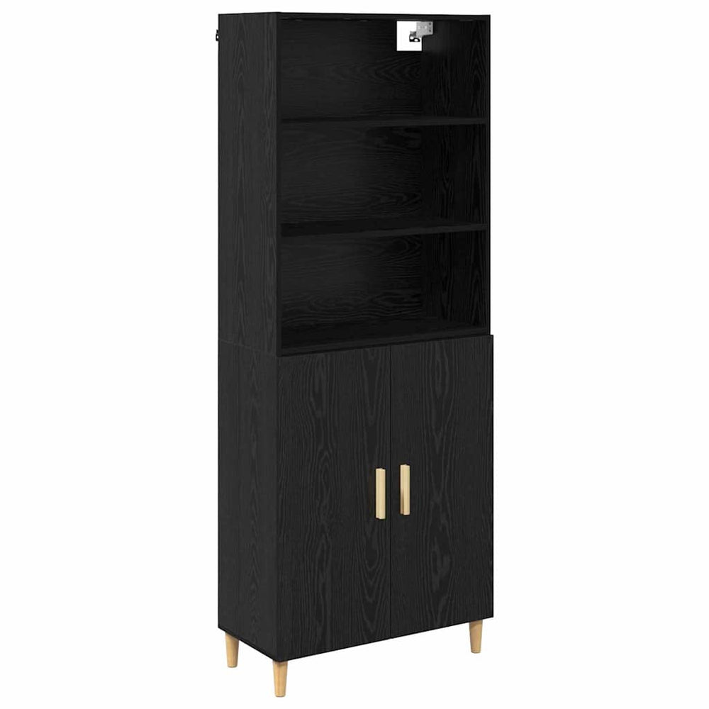 Highboard Schwarz Eichenoptik 180 cm