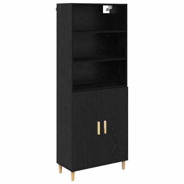 Highboard Schwarz Eichenoptik 180 cm