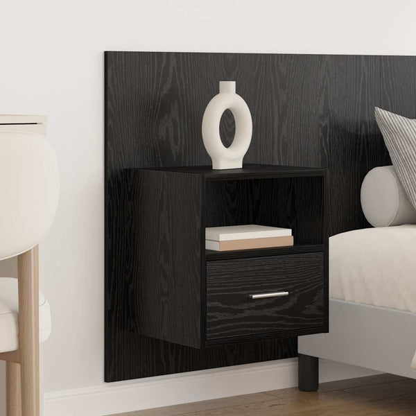 Schwarzes Kopfteil mit Schrank, Eichen-Optik