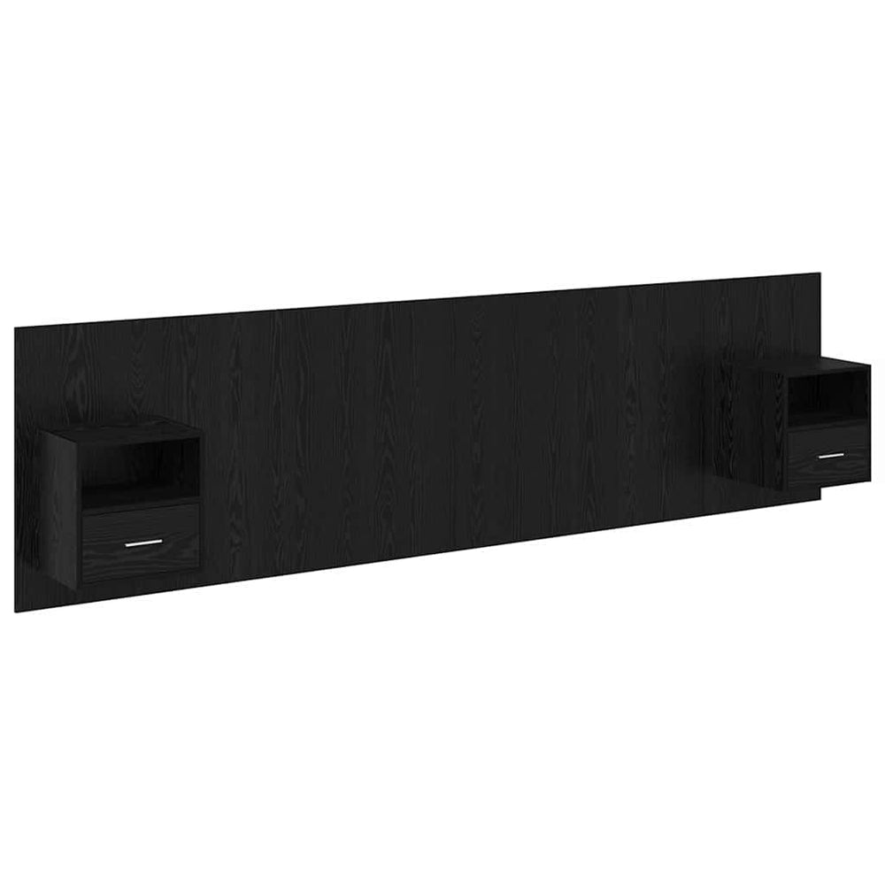 Schwarzes Kopfteil mit Schrank, Eichen-Optik