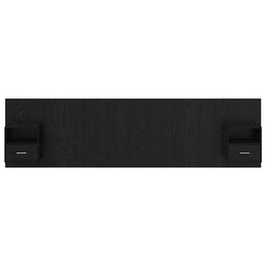 Schwarzes Kopfteil mit Schrank, Eichen-Optik