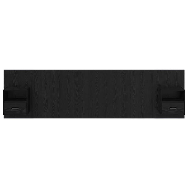 Schwarzes Kopfteil mit Schrank, Eichen-Optik