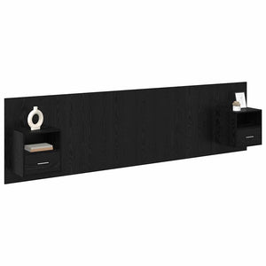 Schwarzes Kopfteil mit Schrank, Eichen-Optik