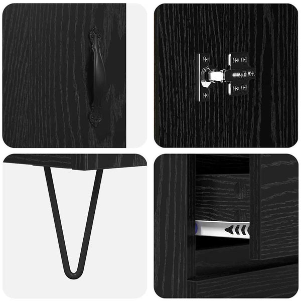 Highboard 2er-Set Schwarz Eichenoptik