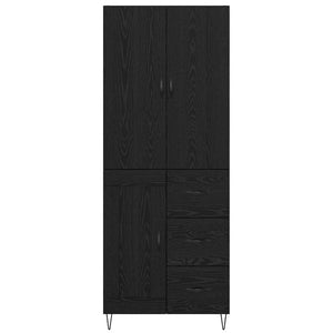 Highboard 2er-Set Schwarz Eichenoptik