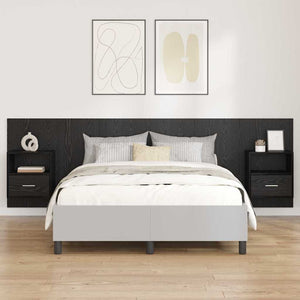 Schwarzes Kopfteil mit Schrank, 3er-Set