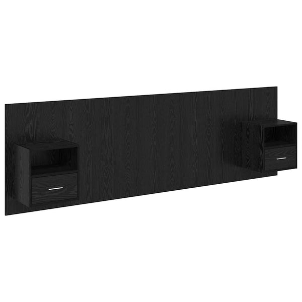 Schwarzes Kopfteil mit Schrank, 3er-Set