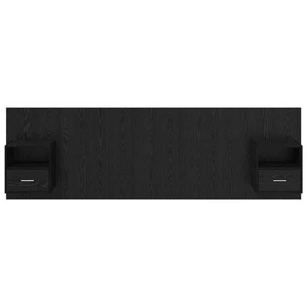 Schwarzes Kopfteil mit Schrank, 3er-Set