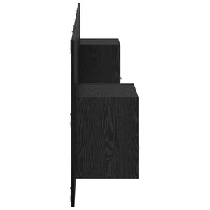 Schwarzes Kopfteil mit Schrank, 3er-Set