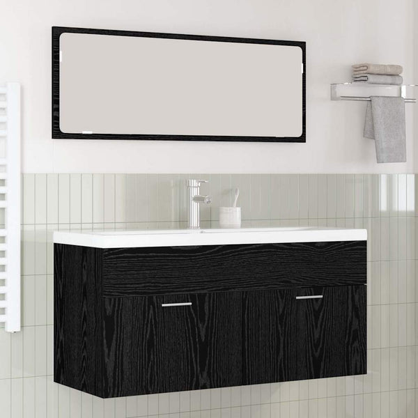 Schwarzer Badezimmerschrank Eichen-Optik 100cm