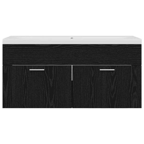 Schwarzer Badezimmerschrank Eichen-Optik 100cm