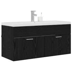 Schwarzer Badezimmerschrank Eichen-Optik 100cm