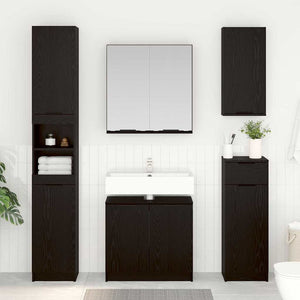 Badezimmerschrank Set Schwarz Eichenoptik