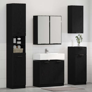 Badezimmerschrank Set Schwarz Eichenoptik