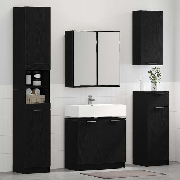 Badezimmerschrank Set Schwarz Eichenoptik