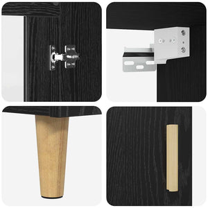 Highboard Schwarz Eichen-Optik 180 cm
