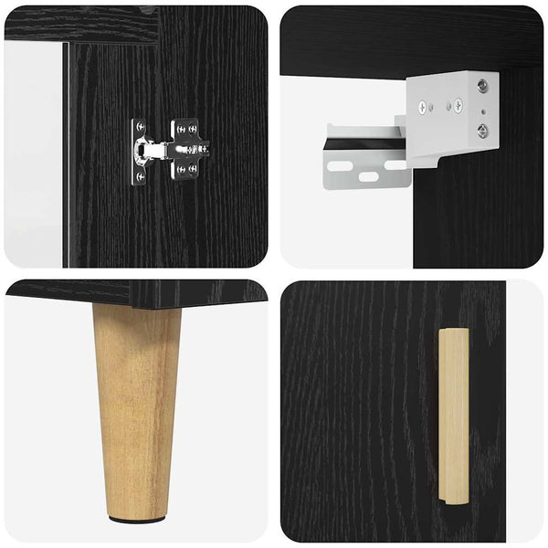 Highboard Schwarz Eichen-Optik 180 cm