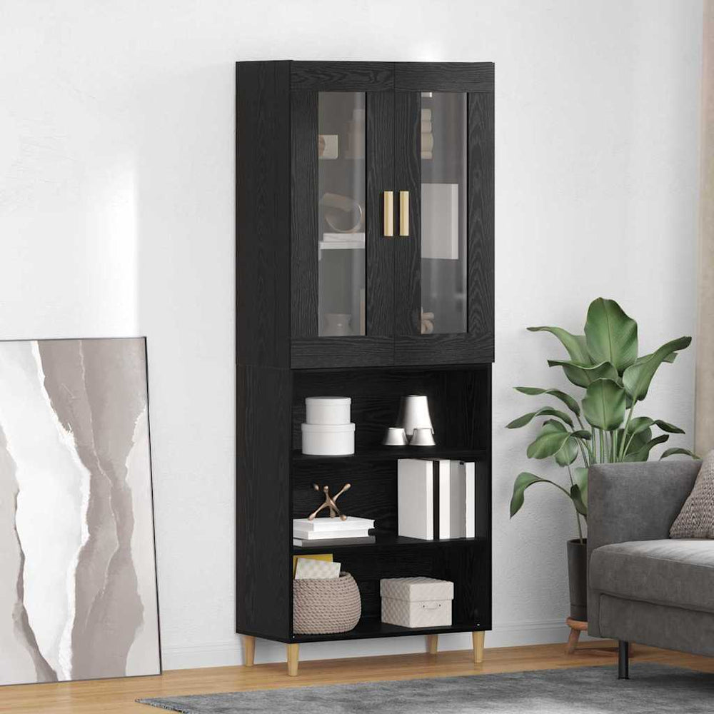 Highboard Schwarz Eichen-Optik 180 cm