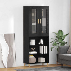 Highboard Schwarz Eichen-Optik 180 cm