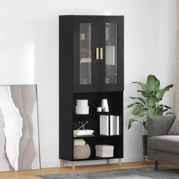 Highboard Schwarz Eichen-Optik 180 cm