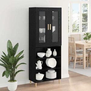 Highboard Schwarz Eichen-Optik 180 cm