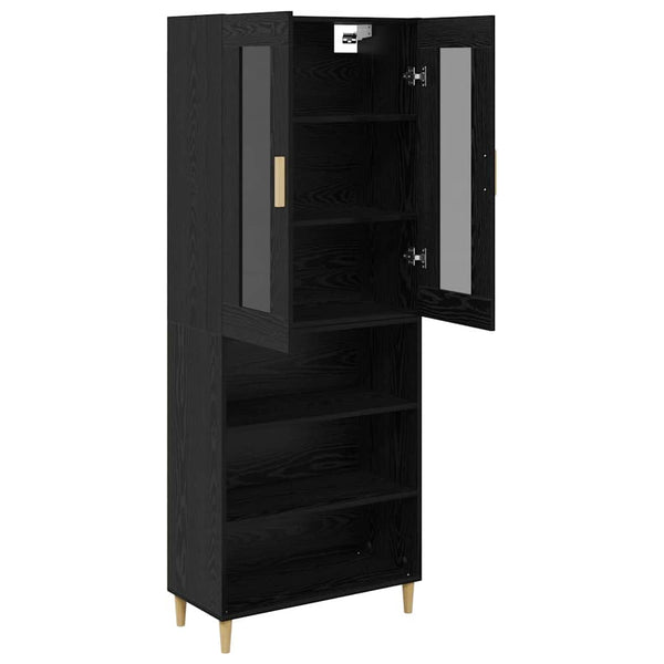 Highboard Schwarz Eichen-Optik 180 cm