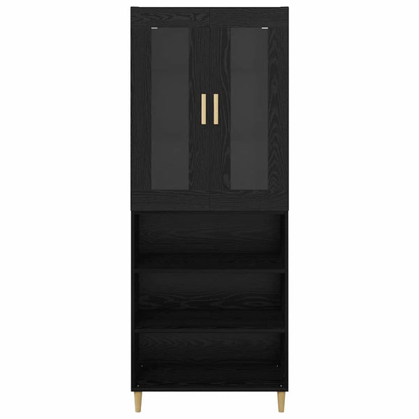 Highboard Schwarz Eichen-Optik 180 cm