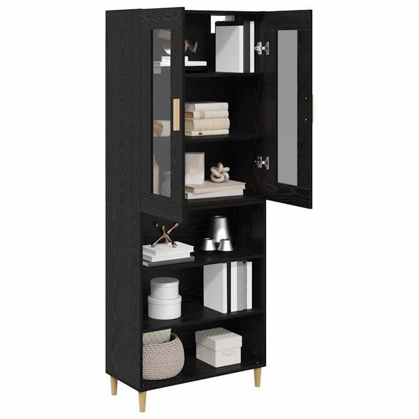 Highboard Schwarz Eichen-Optik 180 cm