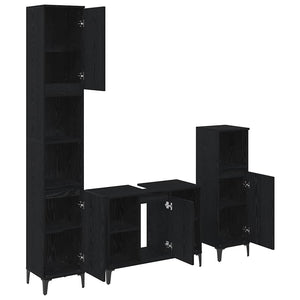 Badmöbel Set 3-teilig Schwarz Eiche