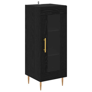 Highboard 2er-Set Schwarz Eichenoptik Glas