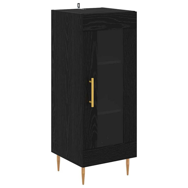 Highboard 2er-Set Schwarz Eichenoptik Glas