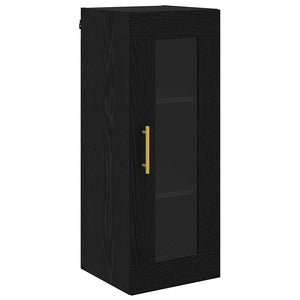Highboard 2er-Set Schwarz Eichenoptik Glas