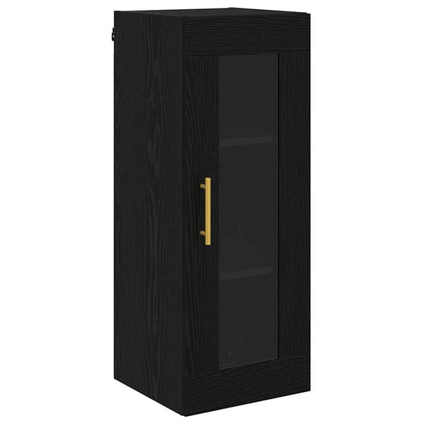 Highboard 2er-Set Schwarz Eichenoptik Glas