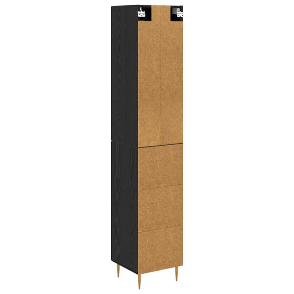 Highboard 2er-Set Schwarz Eichenoptik Glas