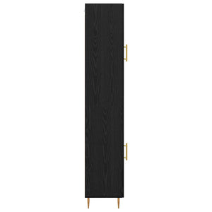 Highboard 2er-Set Schwarz Eichenoptik Glas