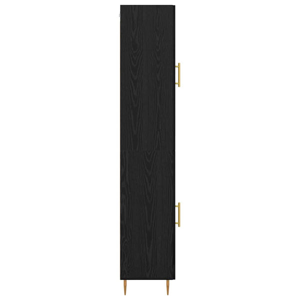 Highboard 2er-Set Schwarz Eichenoptik Glas