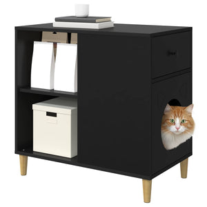 Schwarzes Katzenhaus aus Holzwerkstoff