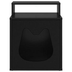 Schwarzes Katzenhaus aus Holzwerkstoff