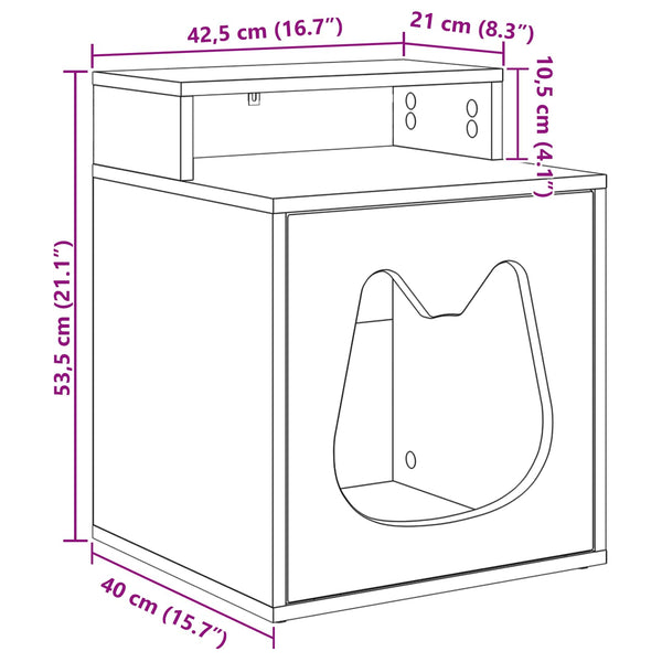 Katzenhaus Grau Sonoma 42,5x40x53,5cm