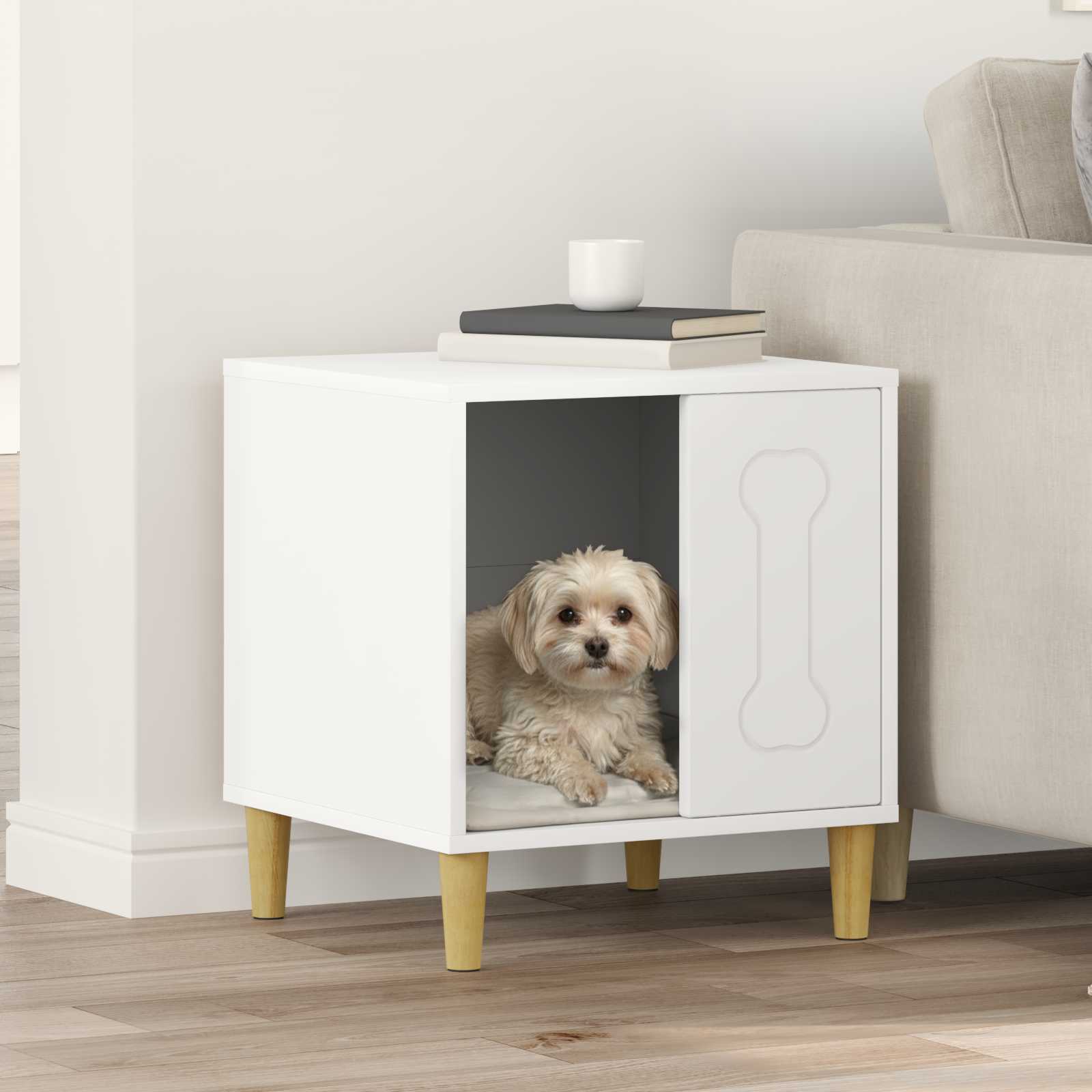 Weiße Hundehütte aus Holzwerkstoff, 44 cm