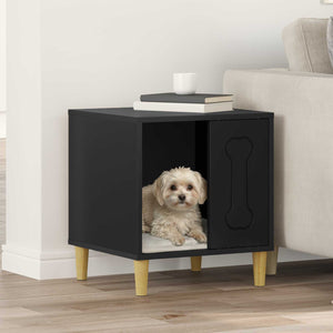 Schwarze Hundehütte aus Holzwerkstoff, 44 cm